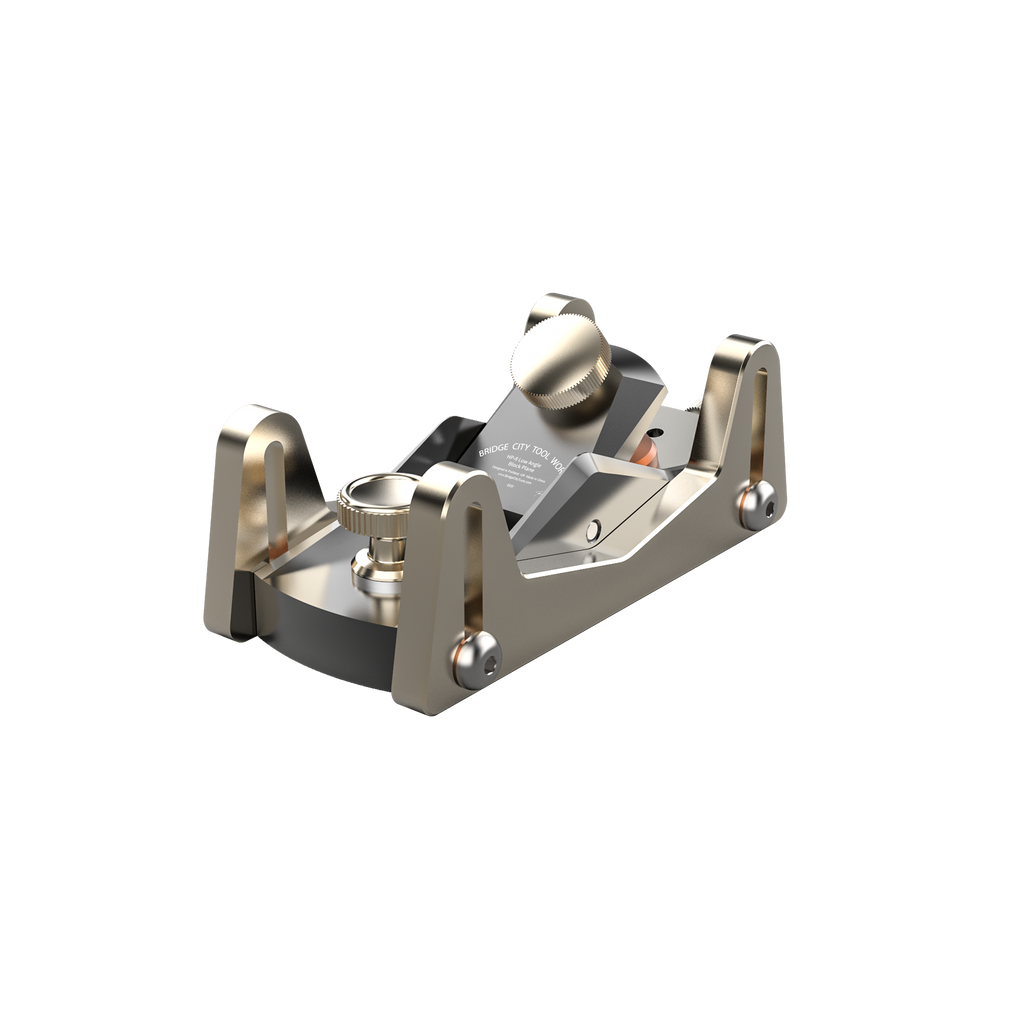 HP-8 Mini Block Plane with a silver-colored aluminum body and a silver-colored blade.